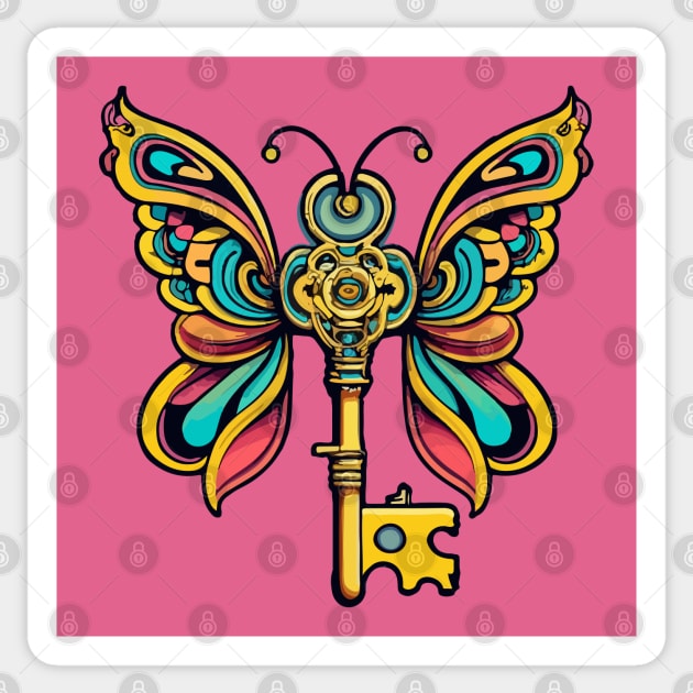 Magic Winged Key Sticker by CatCoconut-Art